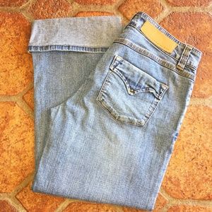 Christopher Blue Distressed Cropped Cuffed Jeans